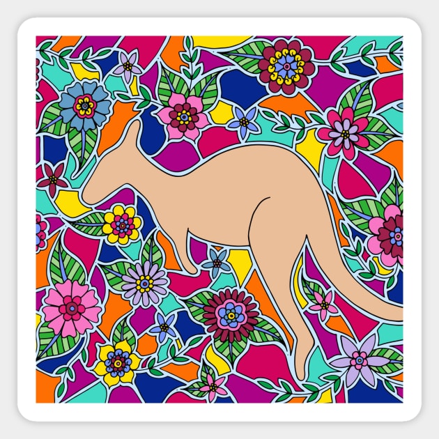 Mosaic Kangaroo Sticker by HLeslie Design